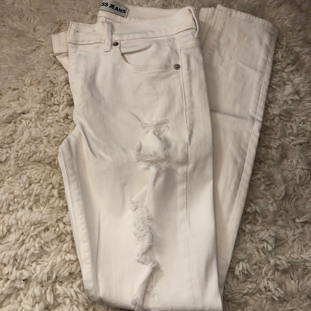 Express White Distressed Jeggings Size 4